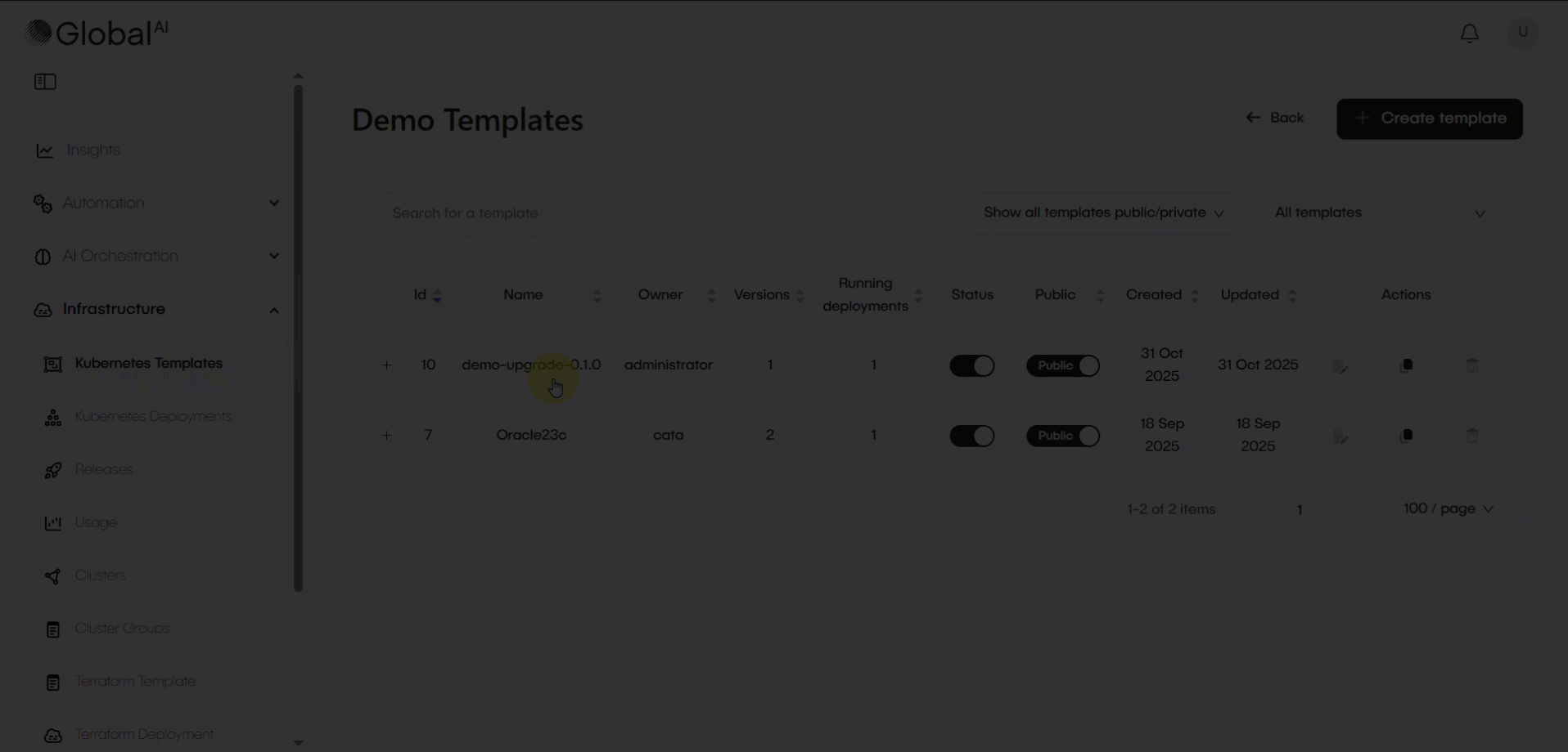 Update deployment button
