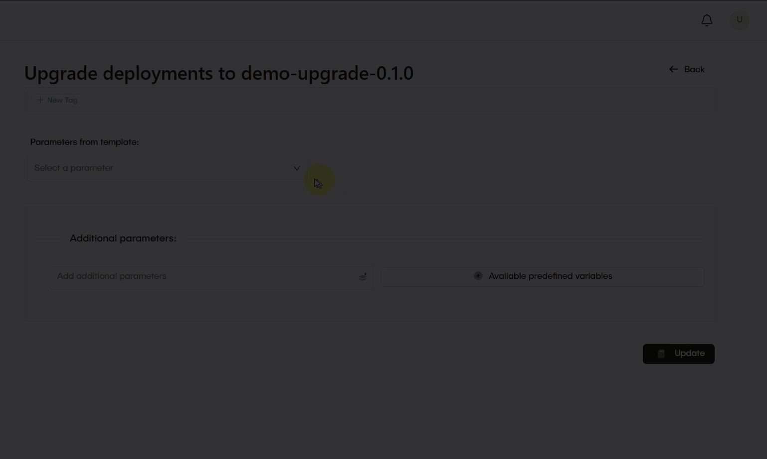 Update deployment button